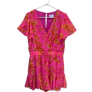 Sugar Lips Hot Pink Floral Ruffle Romper
Size L